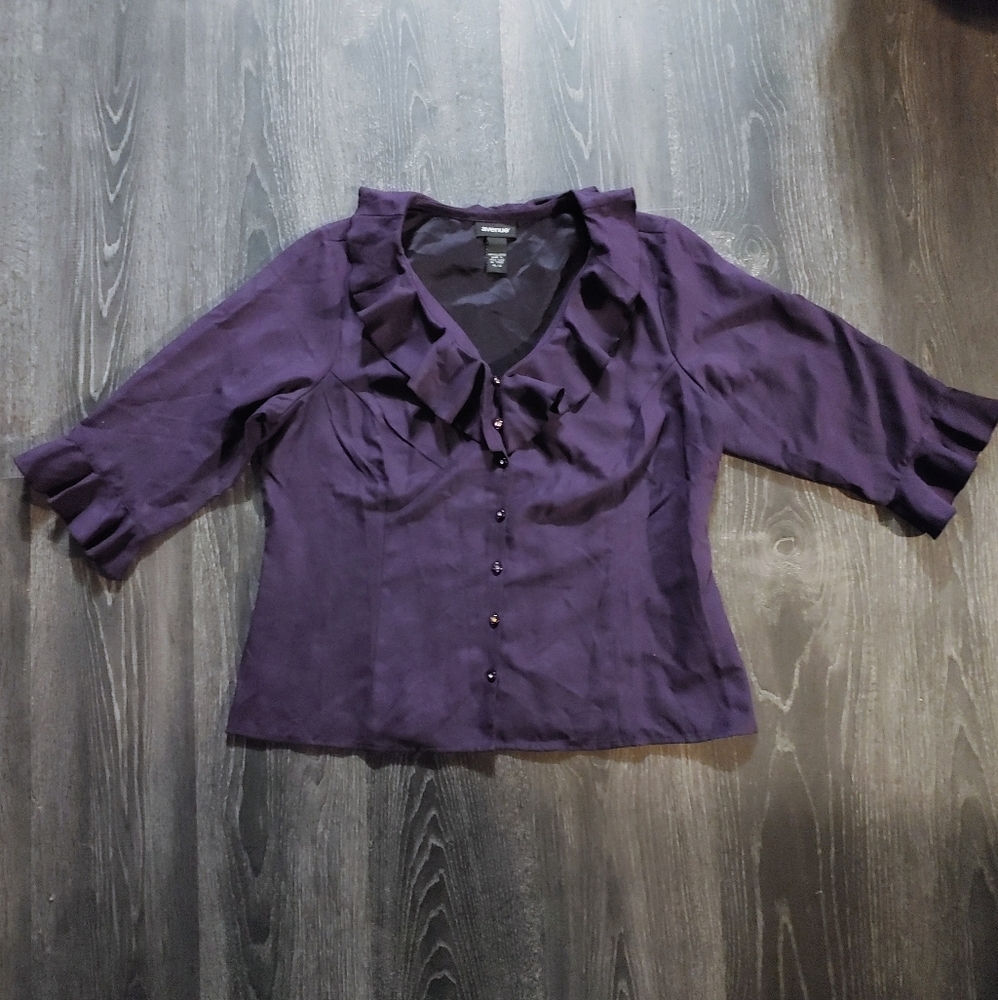 Avenue brand purple ruffle blouse